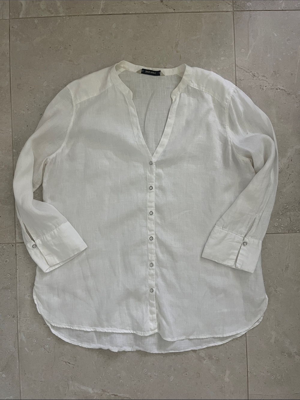 Zara basics linen top, mandarin collar, 3/4 sleeve size XXL